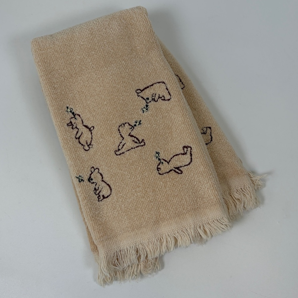 VTG American Pacific Winnie The Pooh Embroidered Set of 2 Hand‎ Towels Beige Tan